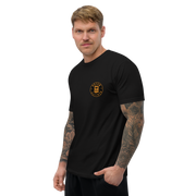 Da Badge Black on Orange Mens Short Sleeve T-shirt