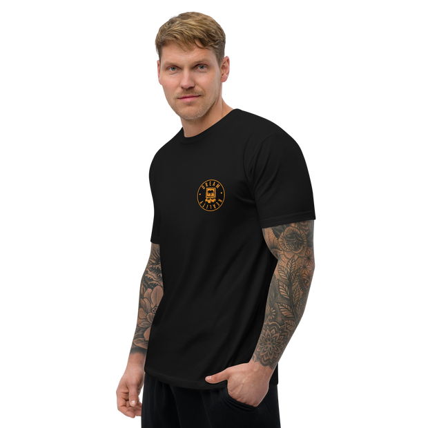 Da Badge Black on Orange Mens Short Sleeve T-shirt