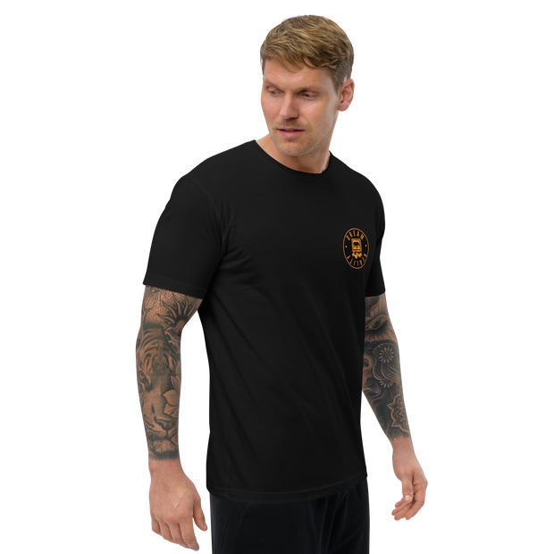 Da Badge Black on Orange Mens Short Sleeve T-shirt