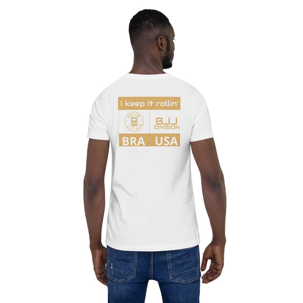 BJJ Division Olympic Golden Style White Mens t-shirt