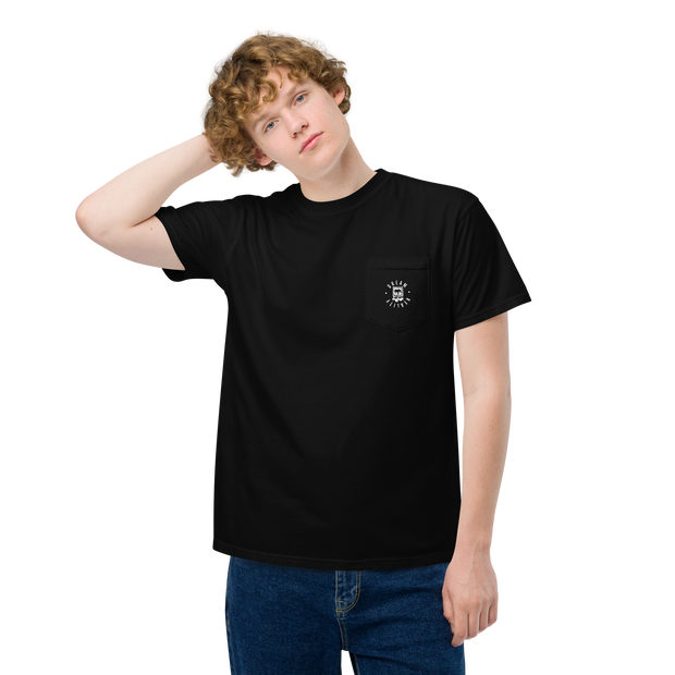 Da Badge garment-dyed pocket mens t-shirt