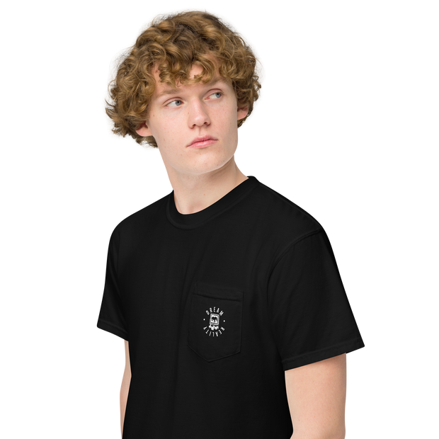Da Badge garment-dyed pocket mens t-shirt