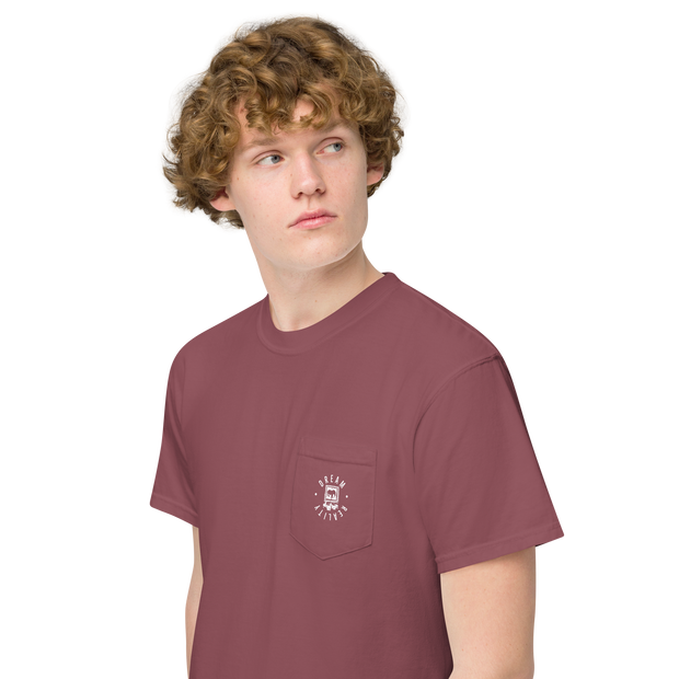 Da Badge garment-dyed pocket mens t-shirt