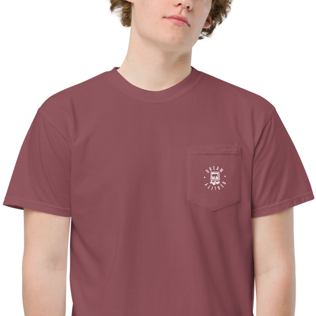 Da Badge garment-dyed pocket mens t-shirt