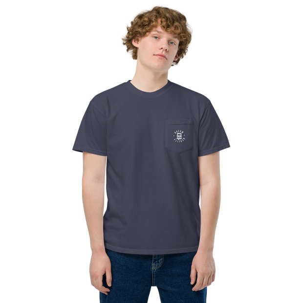 Da Badge garment-dyed pocket mens t-shirt