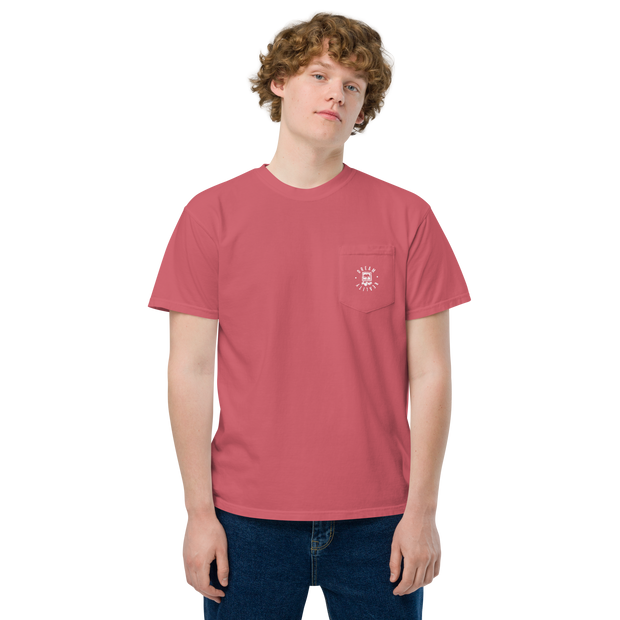 Da Badge garment-dyed pocket mens t-shirt