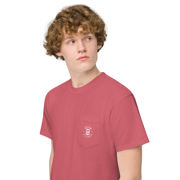 Da Badge garment-dyed pocket mens t-shirt